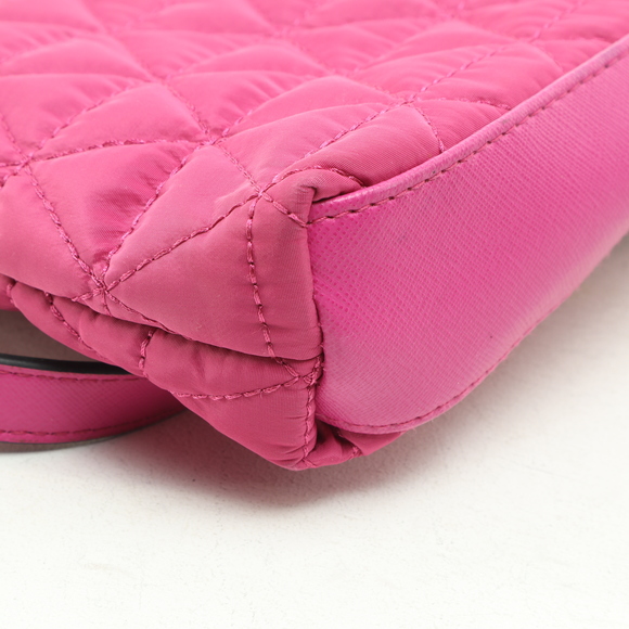 Nicole Miller Quilted Shoulder Purse Crossbody Bag Women 11x11x2 Pink/Gold - Picture 7 of 14